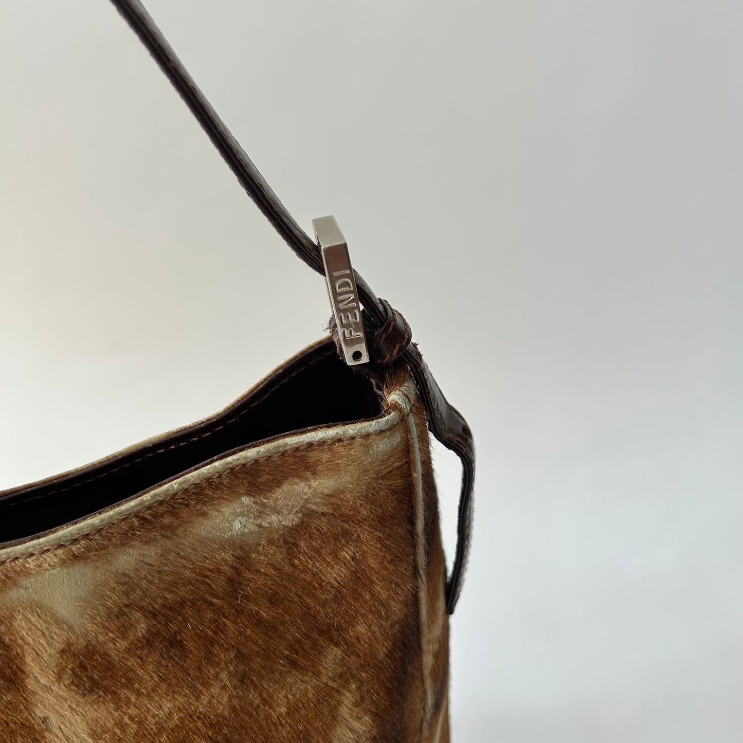 FENDI PONY HAIR BAGUETTE FLAP BAG