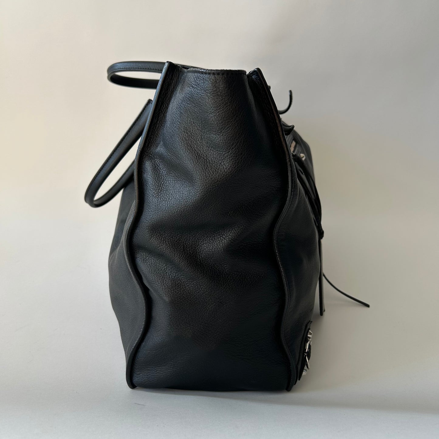 BALENCIAGA LARGE BLACK LEATHER PAPIER A4 TOTE BAG