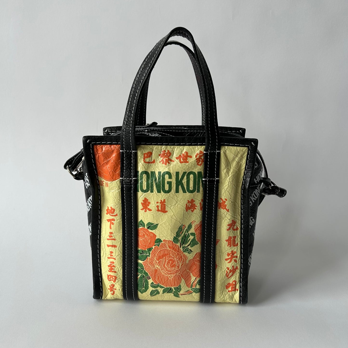 BALENCIAGA HONG KONG BAZAR LEATHER SHOPPER TOTE XS
