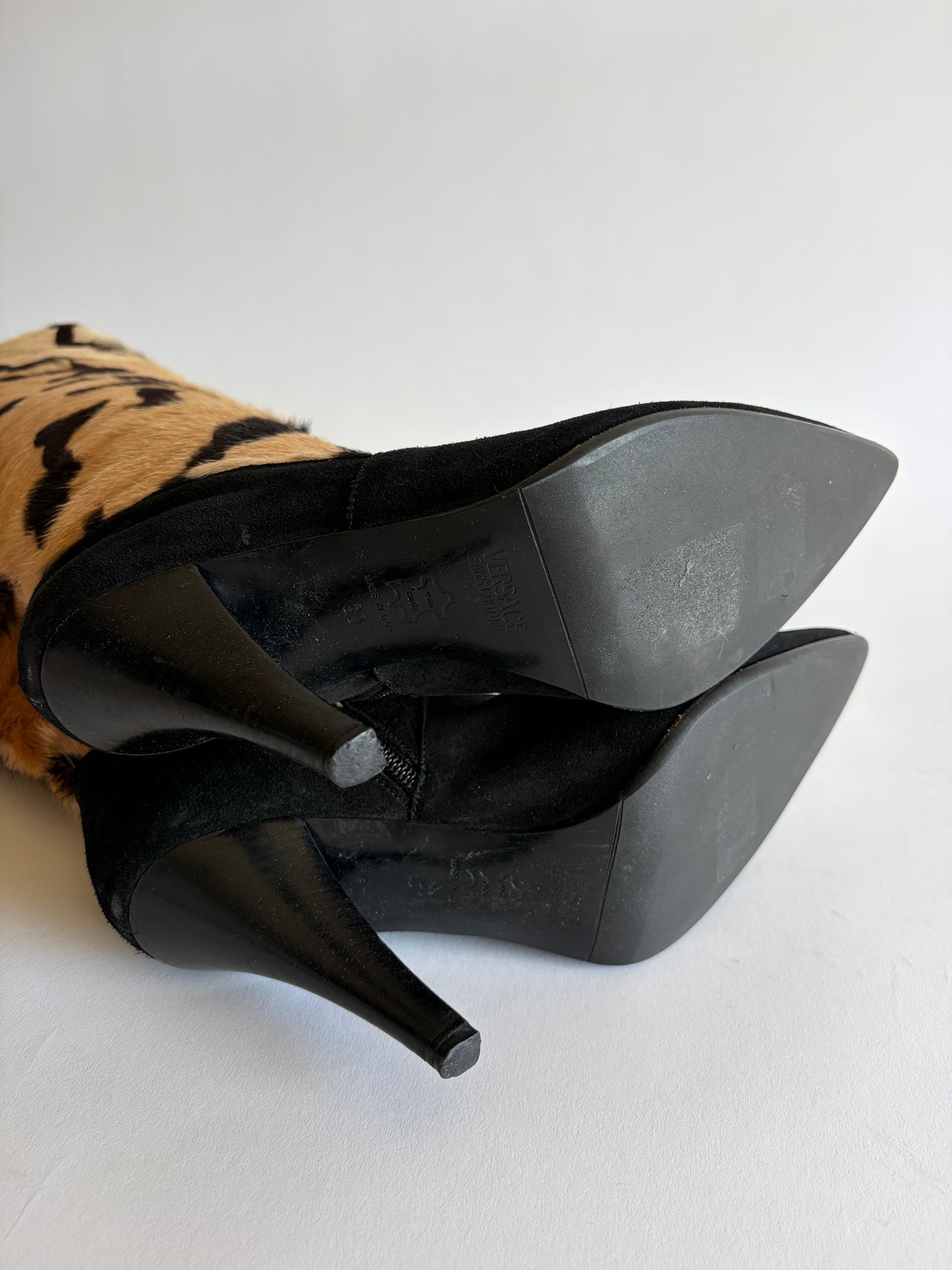 VINTAGE VERSACE FAUX FUR KNEE-HIGH BOOTS