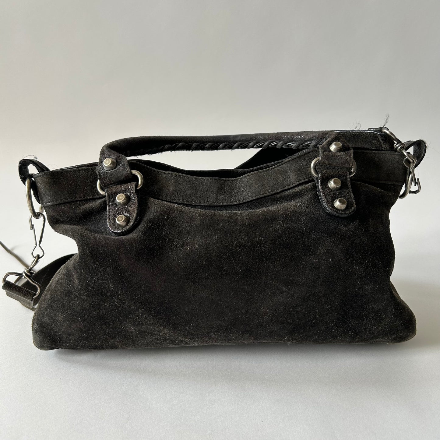 BALENCIAGA BLACK SUEDE MINI MOTO CITY BAG - FIRST EDITION
