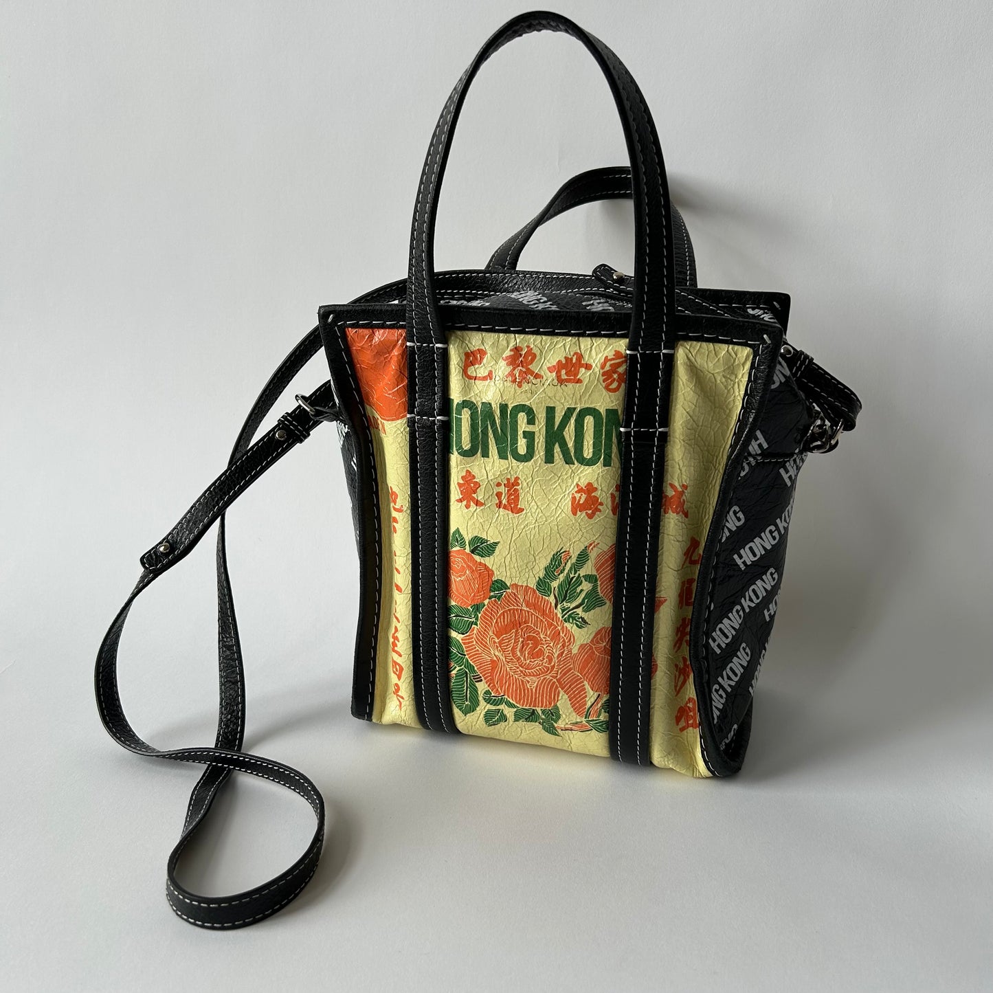 BALENCIAGA HONG KONG BAZAR LEATHER SHOPPER TOTE XS