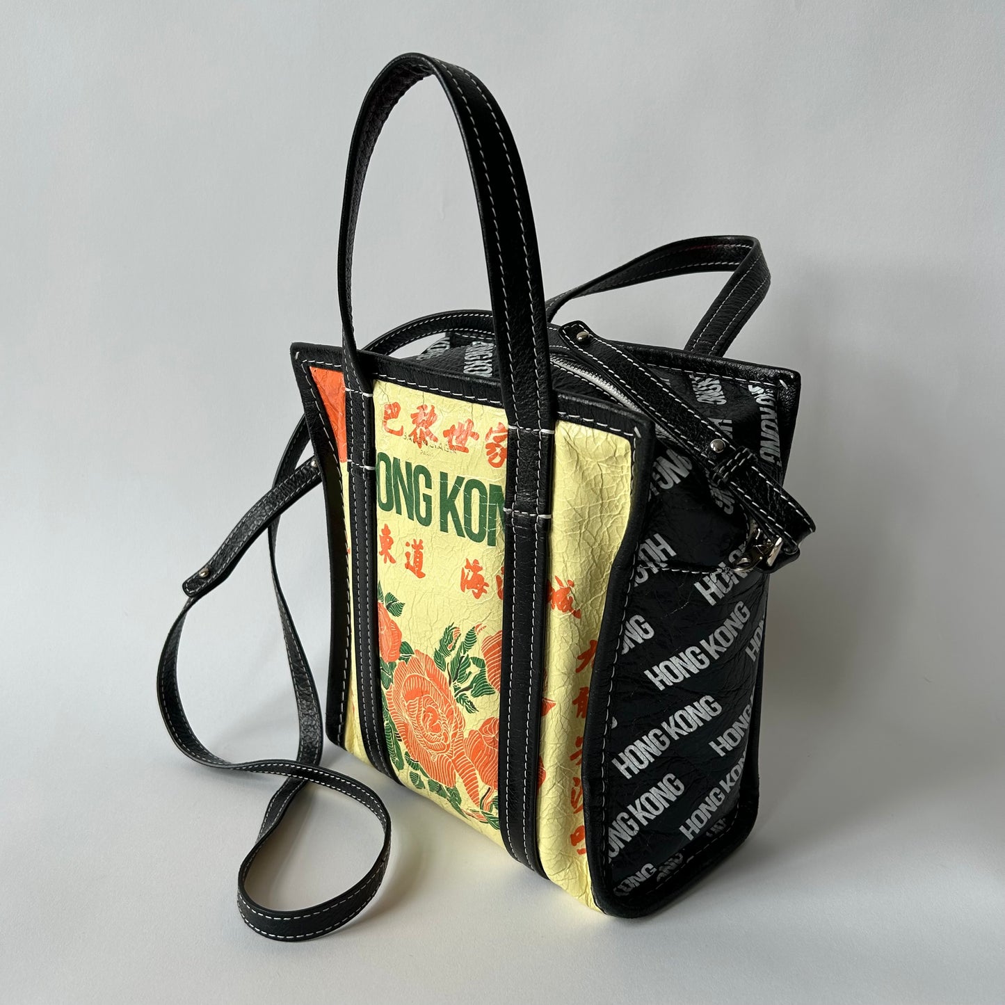 BALENCIAGA HONG KONG BAZAR LEATHER SHOPPER TOTE XS