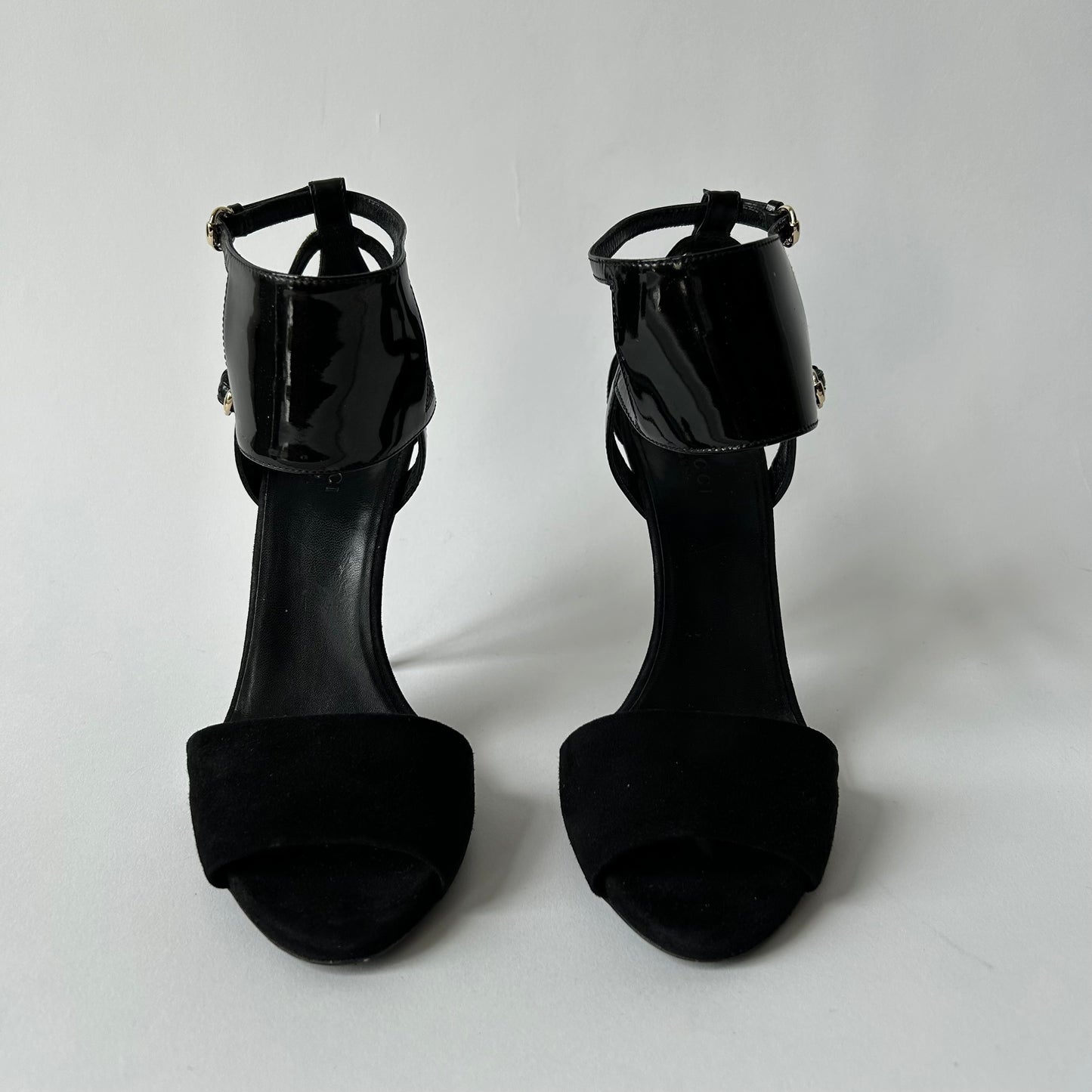 GUCCI VINTAGE SS08 BLACK SUEDE SANDALS SIZE 37.5