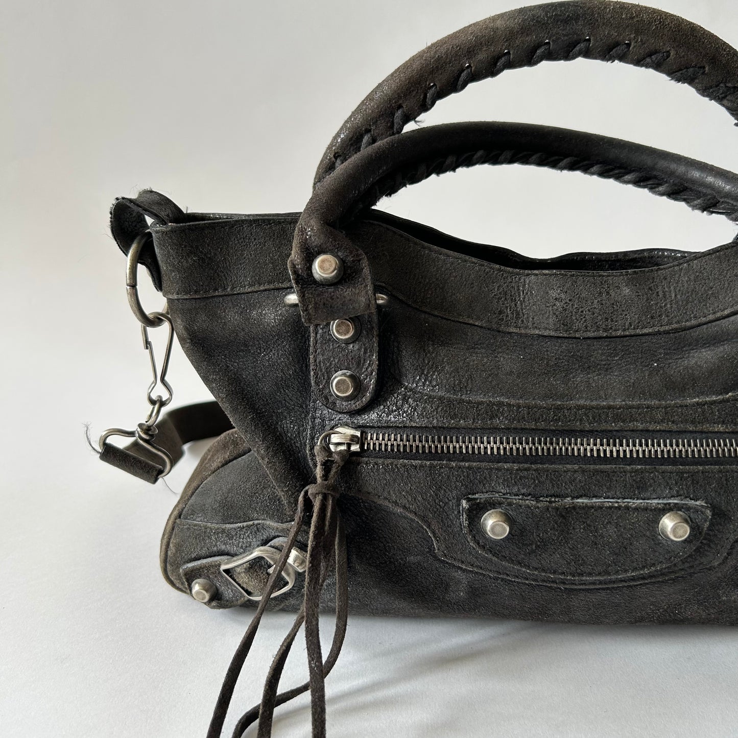 BALENCIAGA BLACK SUEDE MINI MOTO CITY BAG - FIRST EDITION