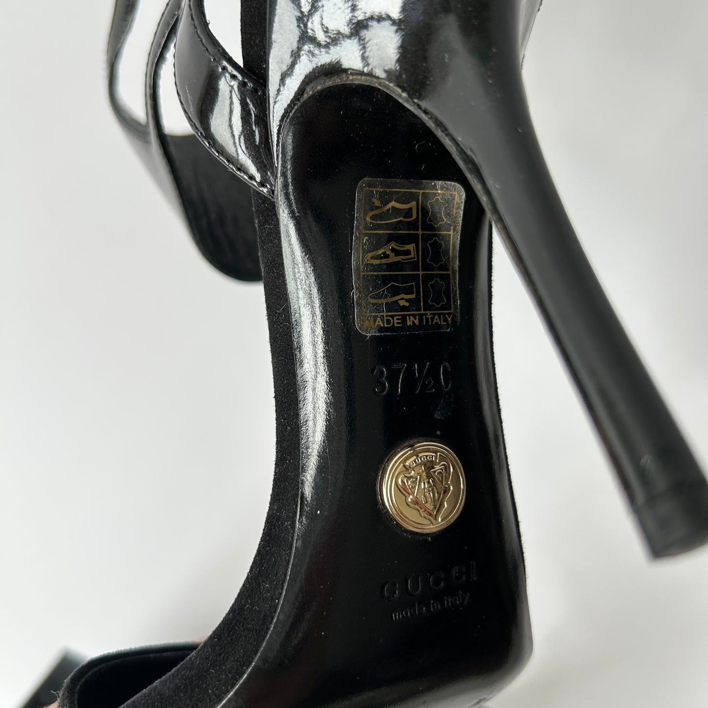 GUCCI VINTAGE SS08 BLACK SUEDE SANDALS SIZE 37.5