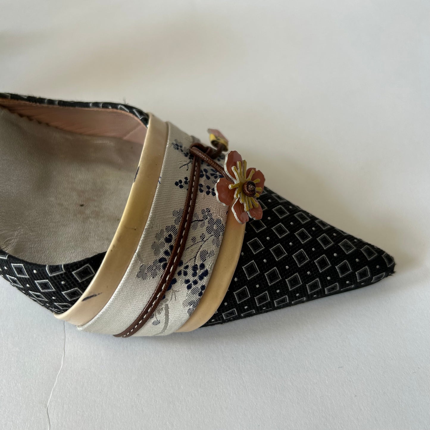 PRADA VINTAGE KIMONO EMBELLISHED MULES