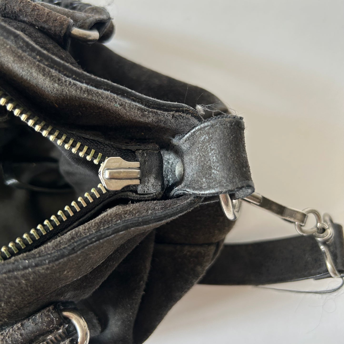 BALENCIAGA BLACK SUEDE MINI MOTO CITY BAG - FIRST EDITION