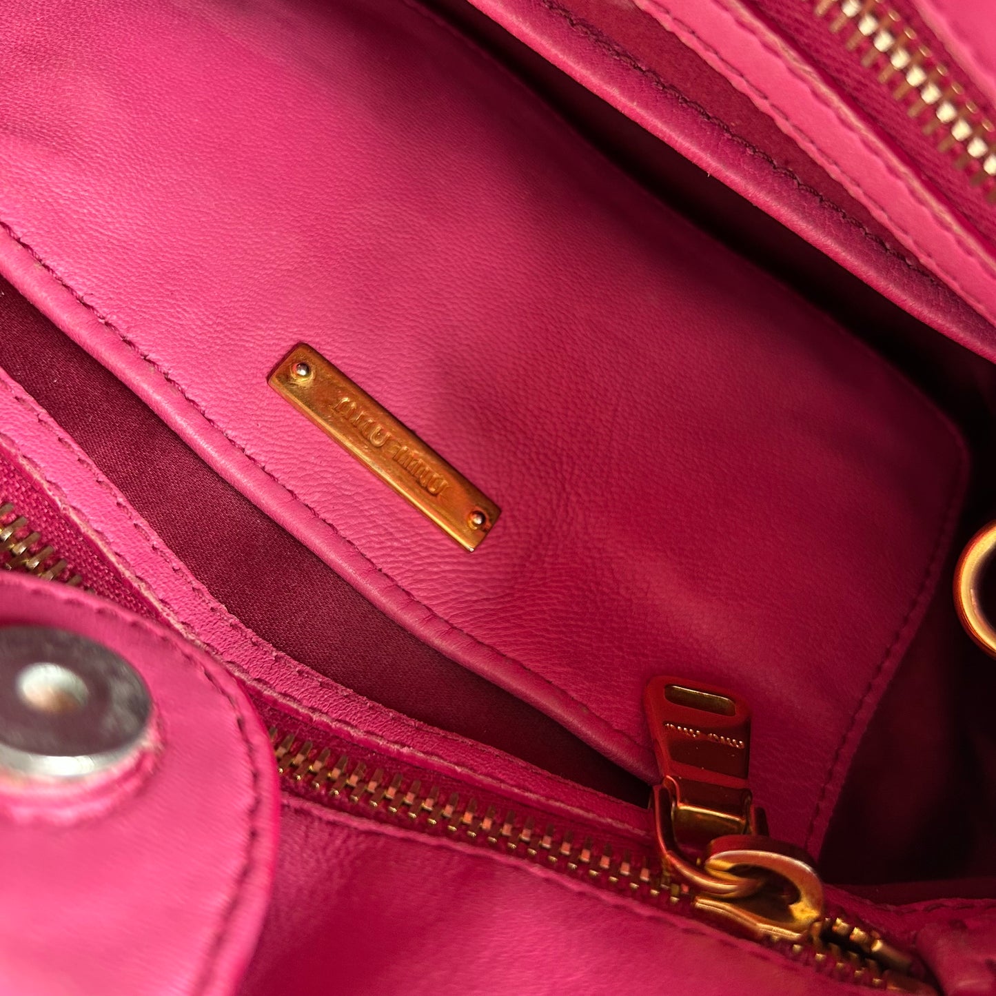 MIU MIU TWO-WAY NAPPA MATELASSE FUSCHIA HANDBAG