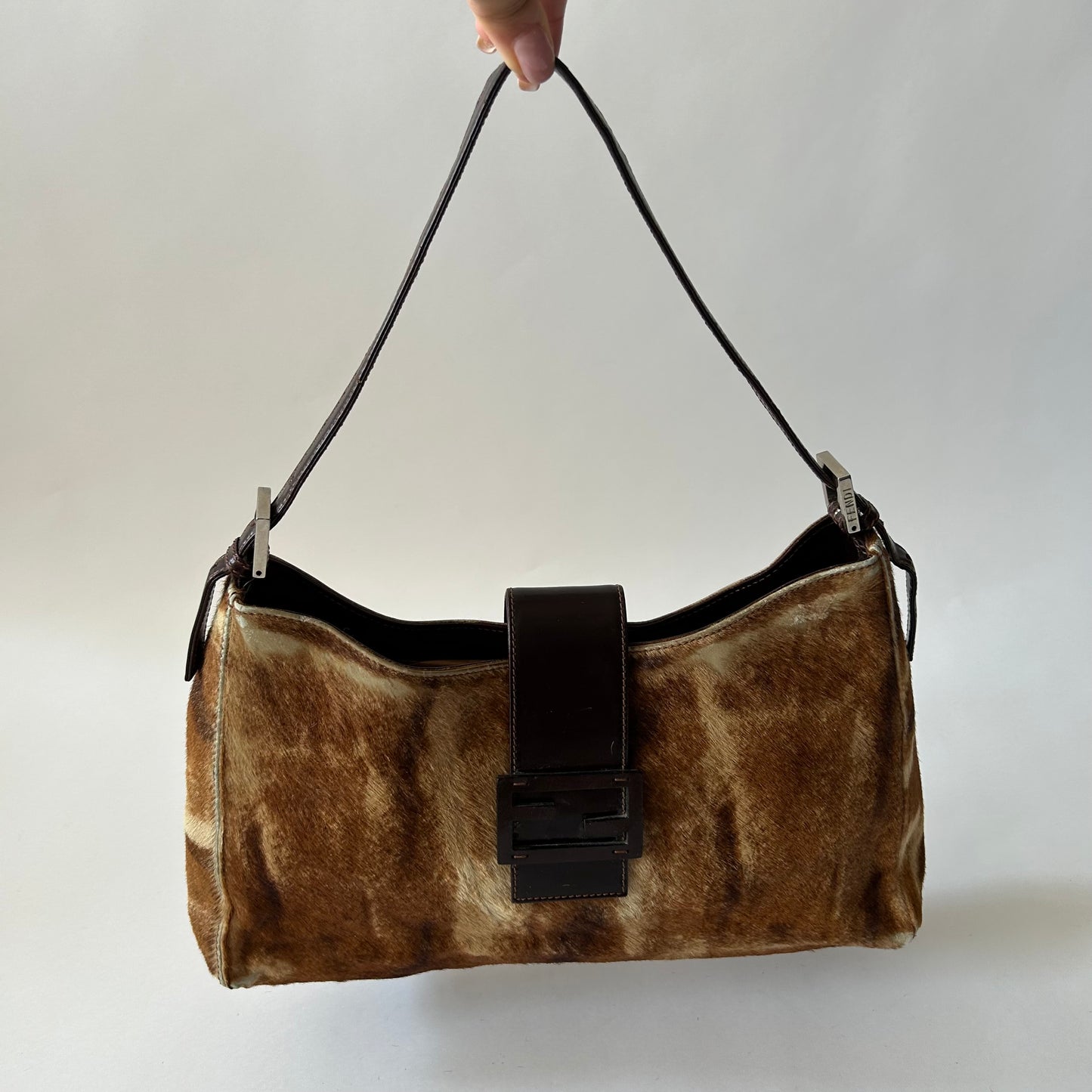 FENDI PONY HAIR BAGUETTE FLAP BAG