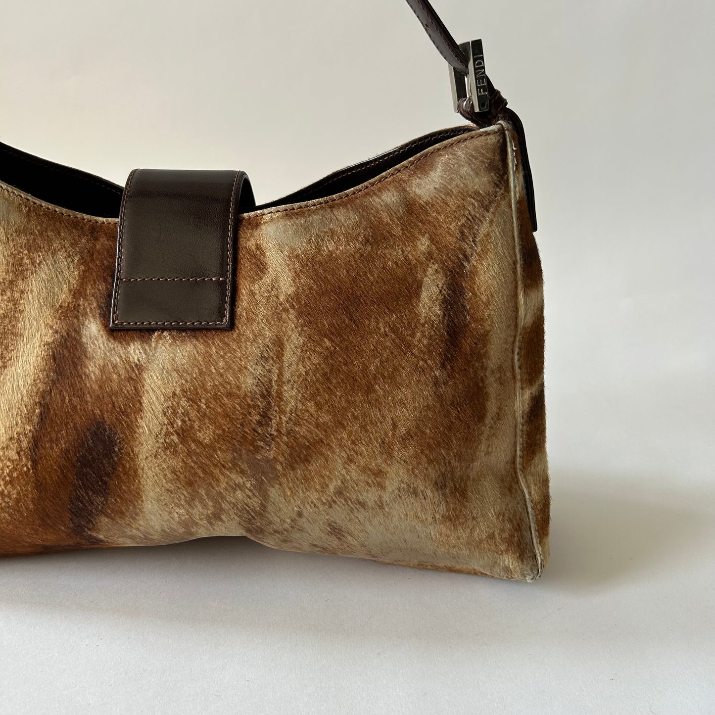 FENDI PONY HAIR BAGUETTE FLAP BAG