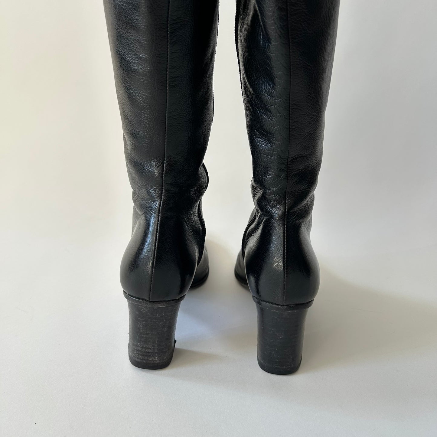 GUCCI BY TOM FORD GG INTERLOCKING BLACK LEATHER BOOTS
