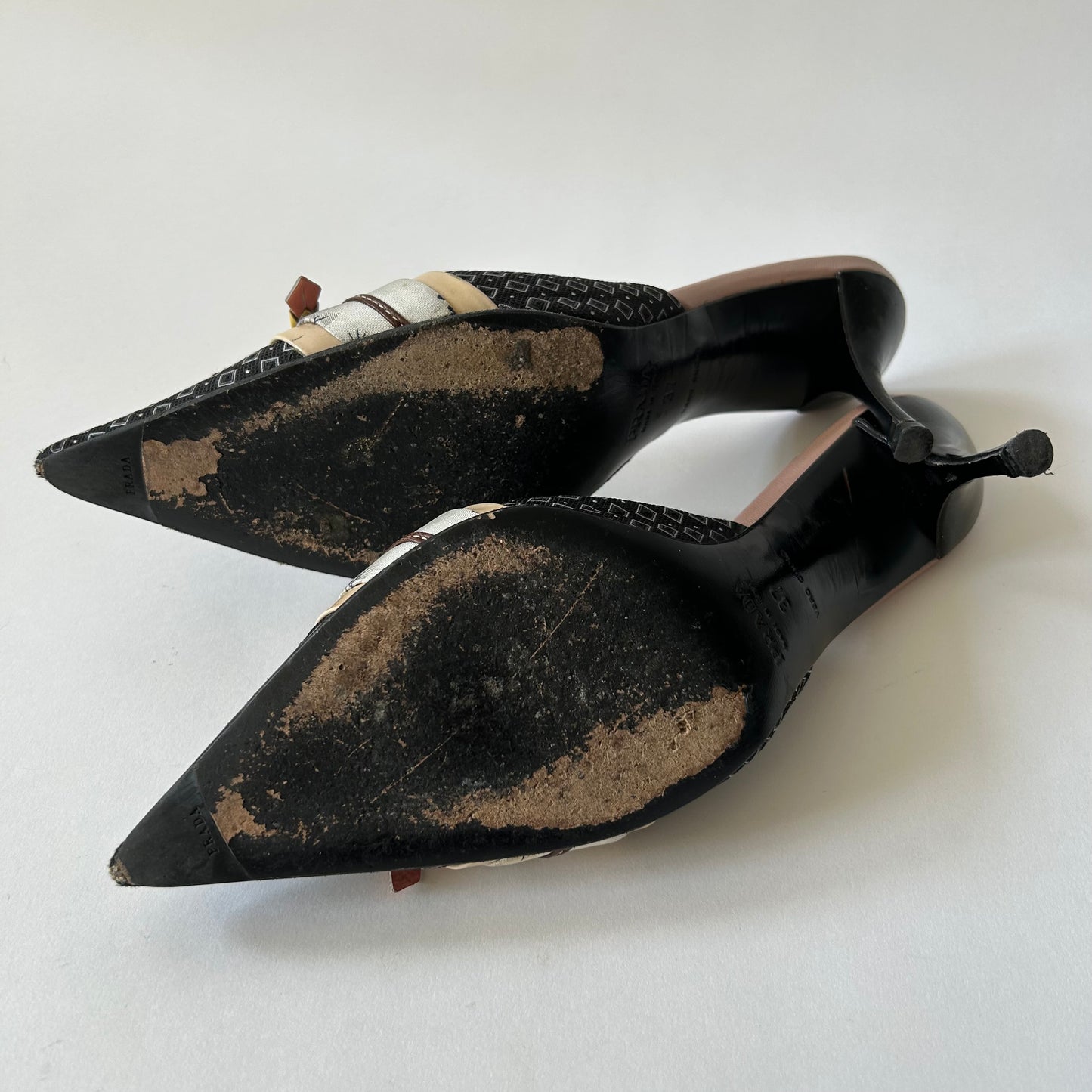 PRADA VINTAGE KIMONO EMBELLISHED MULES