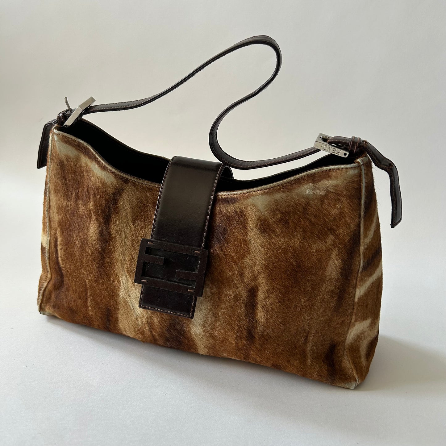 FENDI PONY HAIR BAGUETTE FLAP BAG