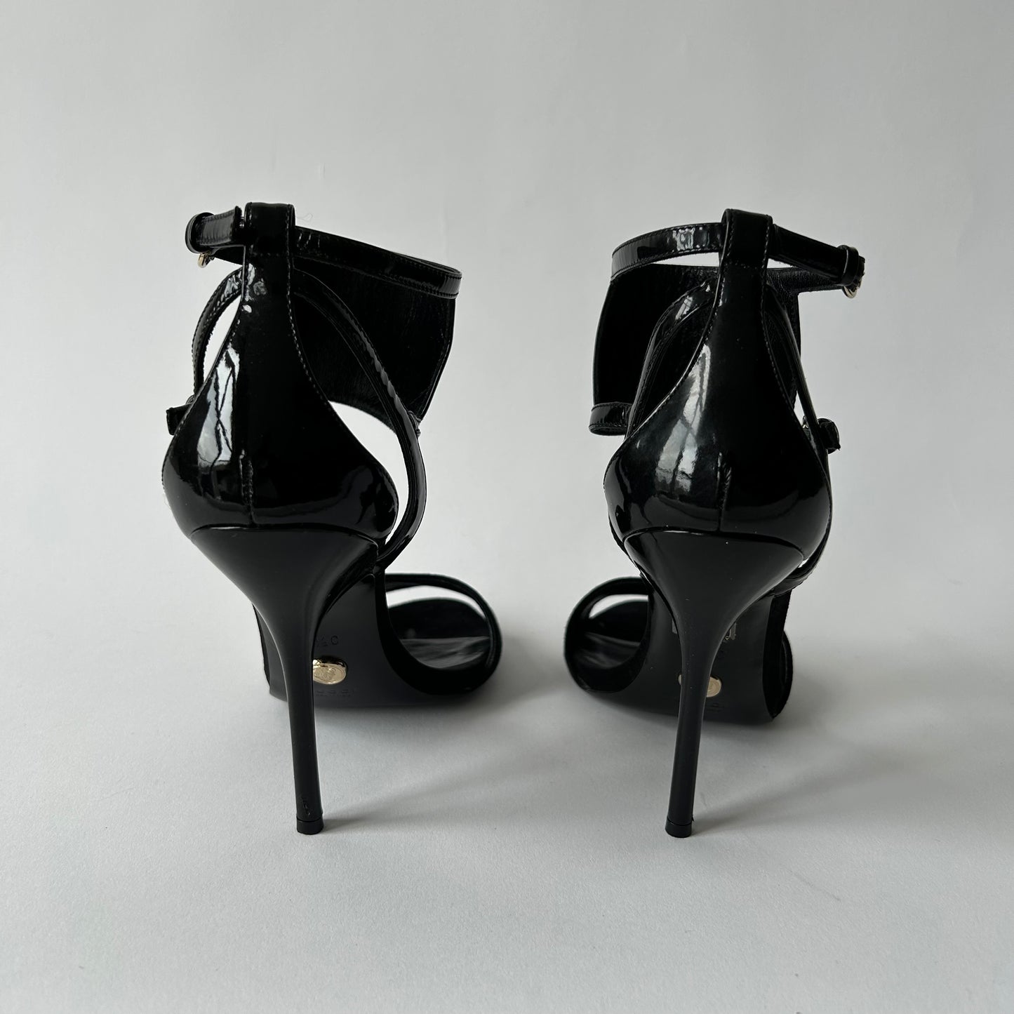 GUCCI VINTAGE SS08 BLACK SUEDE SANDALS SIZE 37.5