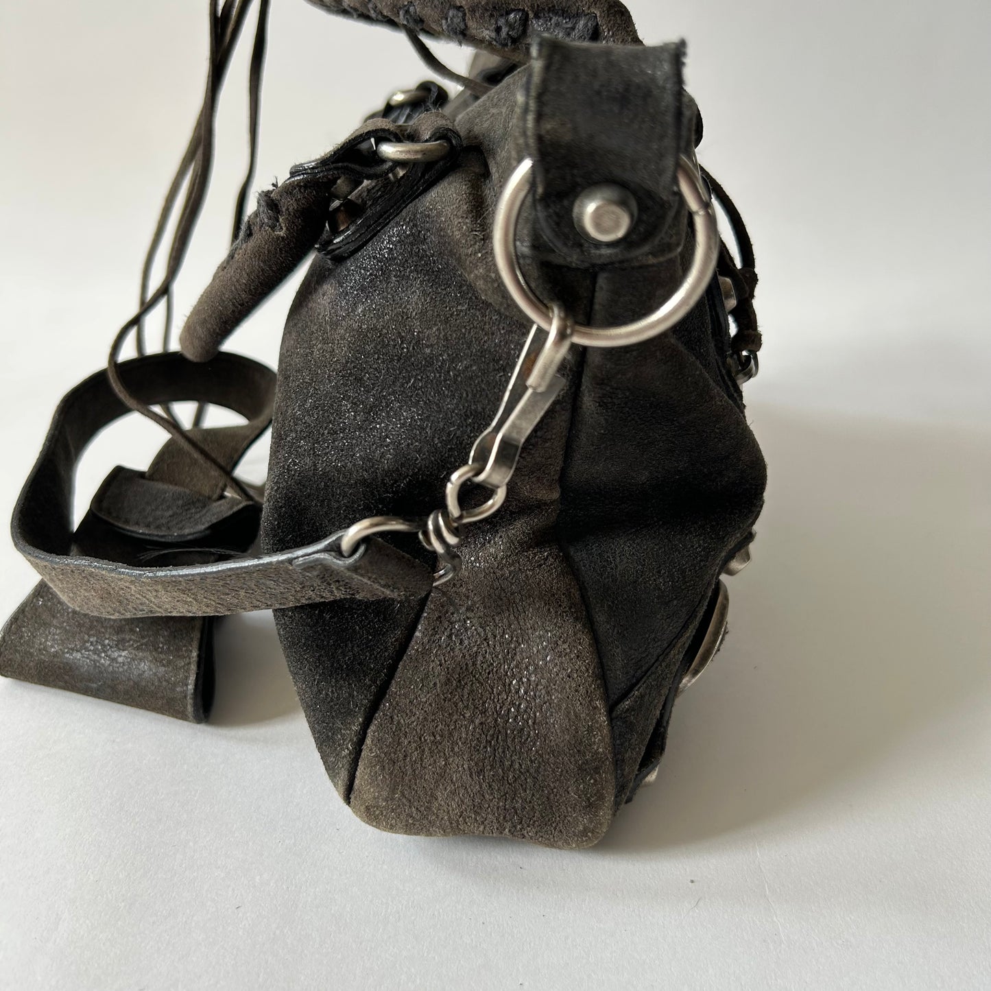 BALENCIAGA BLACK SUEDE MINI MOTO CITY BAG - FIRST EDITION