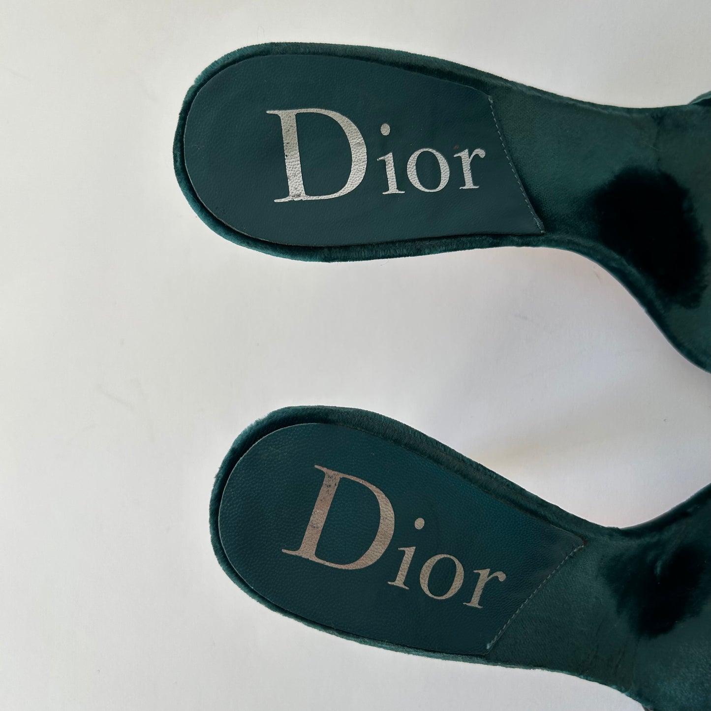 VINTAGE CHRISTIAN DIOR BLUE VELVELT EMBELLISHED HEELS