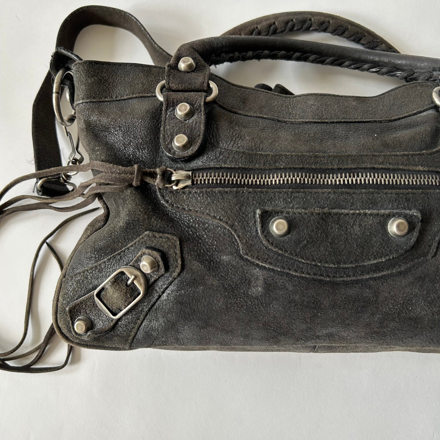 BALENCIAGA BLACK SUEDE MINI MOTO CITY BAG - FIRST EDITION