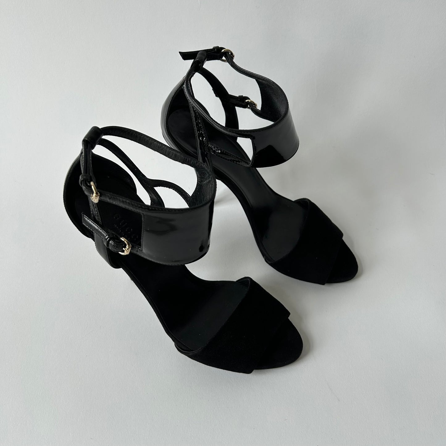 GUCCI VINTAGE SS08 BLACK SUEDE SANDALS SIZE 37.5