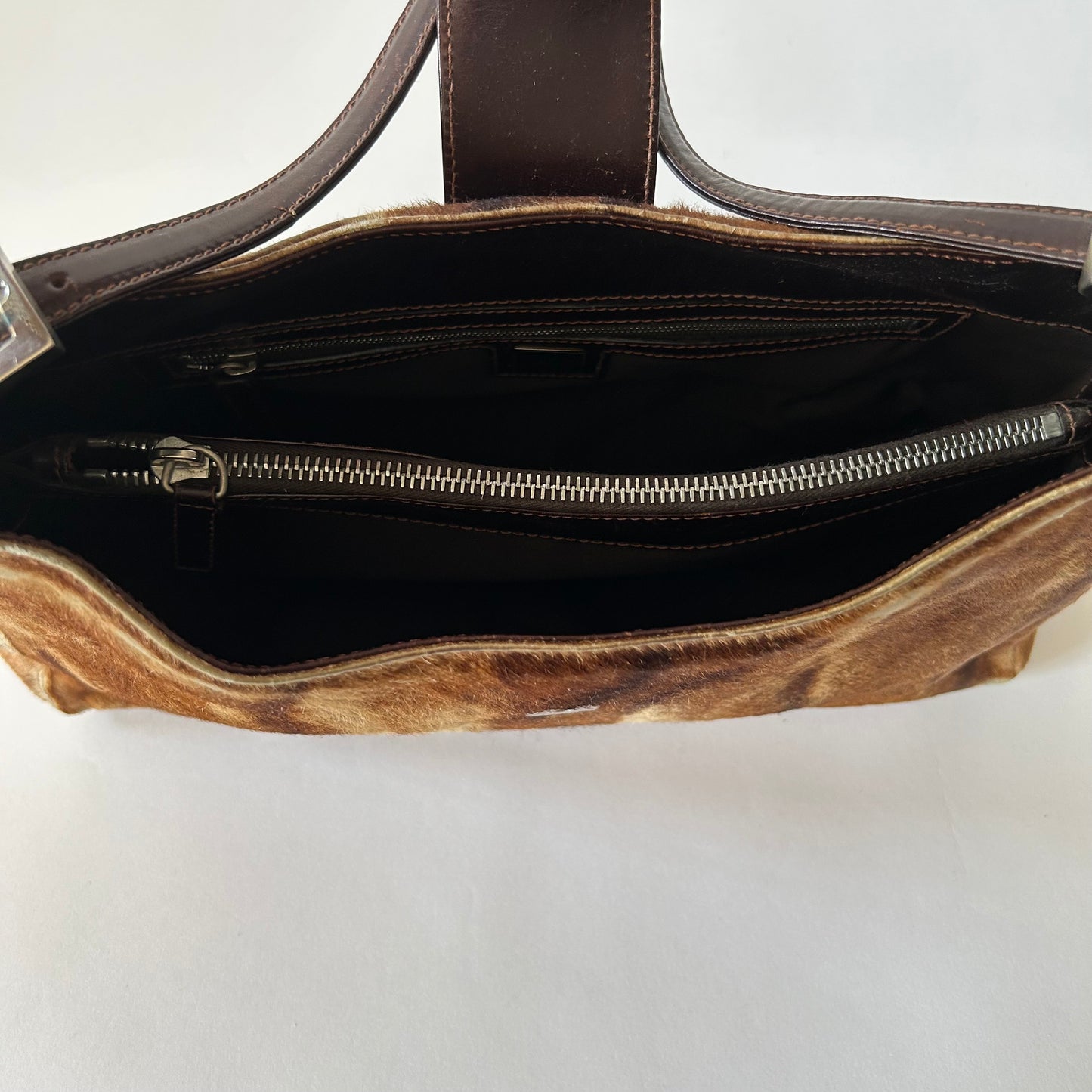 FENDI PONY HAIR BAGUETTE FLAP BAG