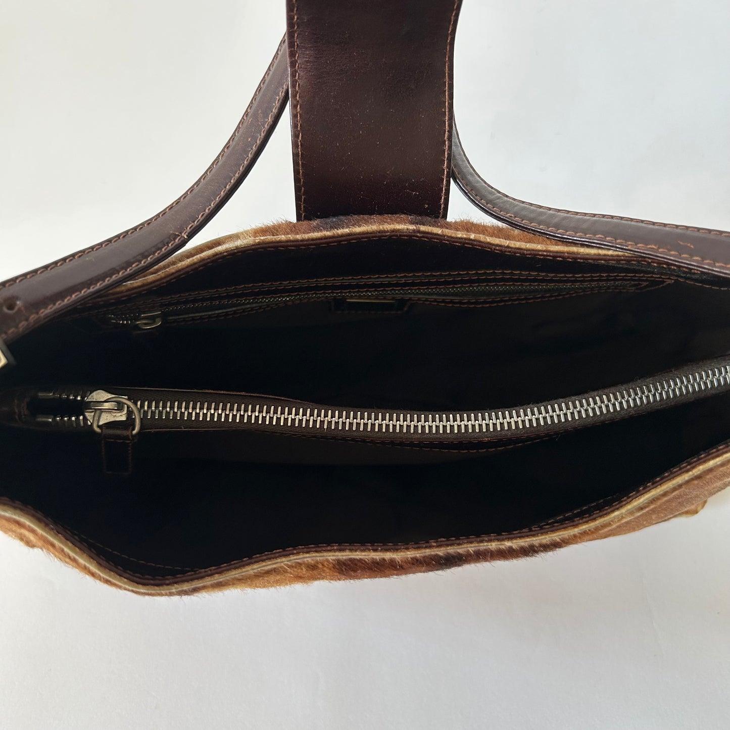 FENDI PONY HAIR BAGUETTE FLAP BAG