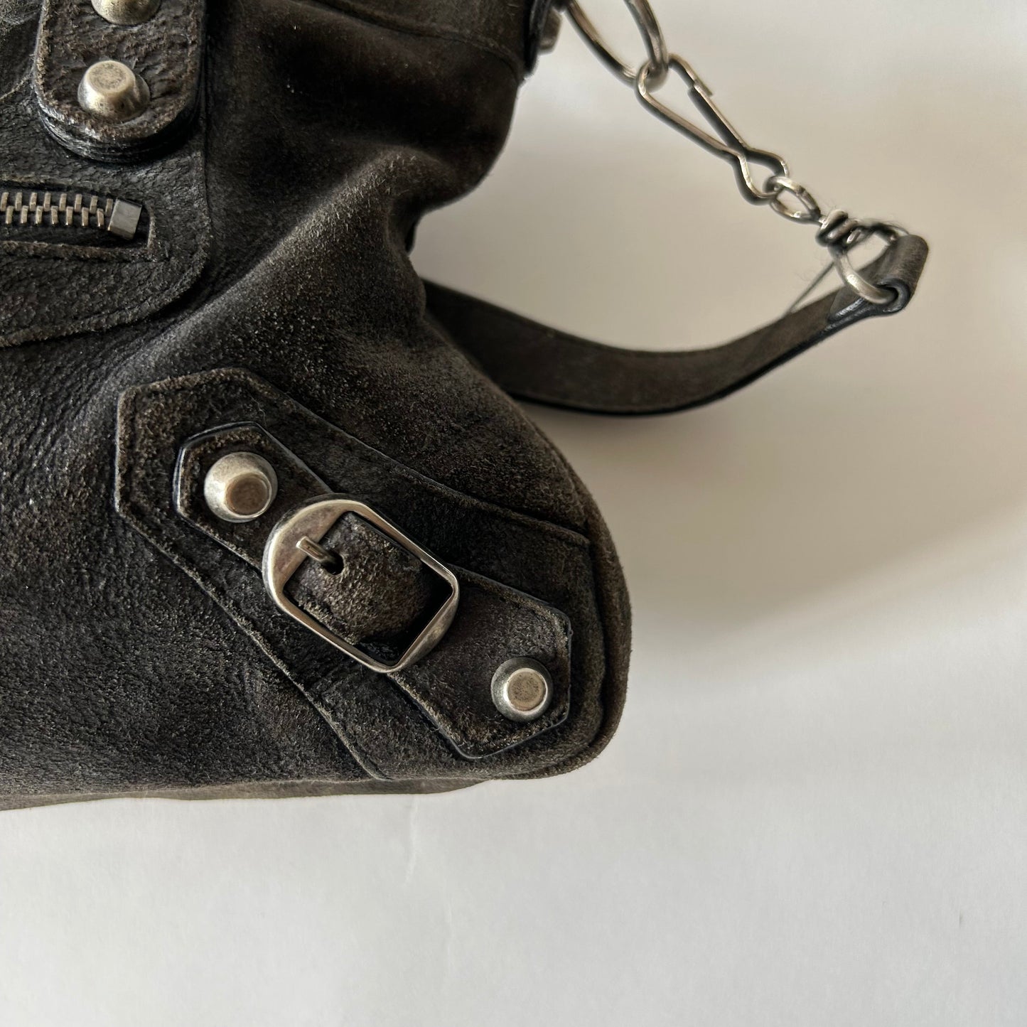 BALENCIAGA BLACK SUEDE MINI MOTO CITY BAG - FIRST EDITION