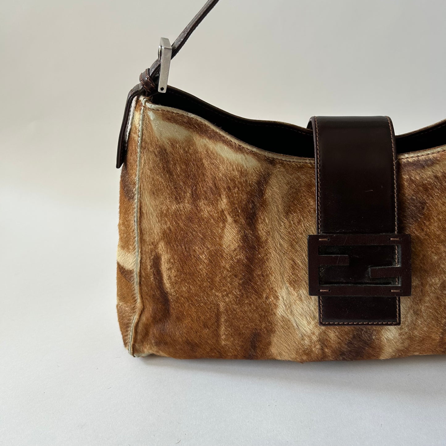 FENDI PONY HAIR BAGUETTE FLAP BAG