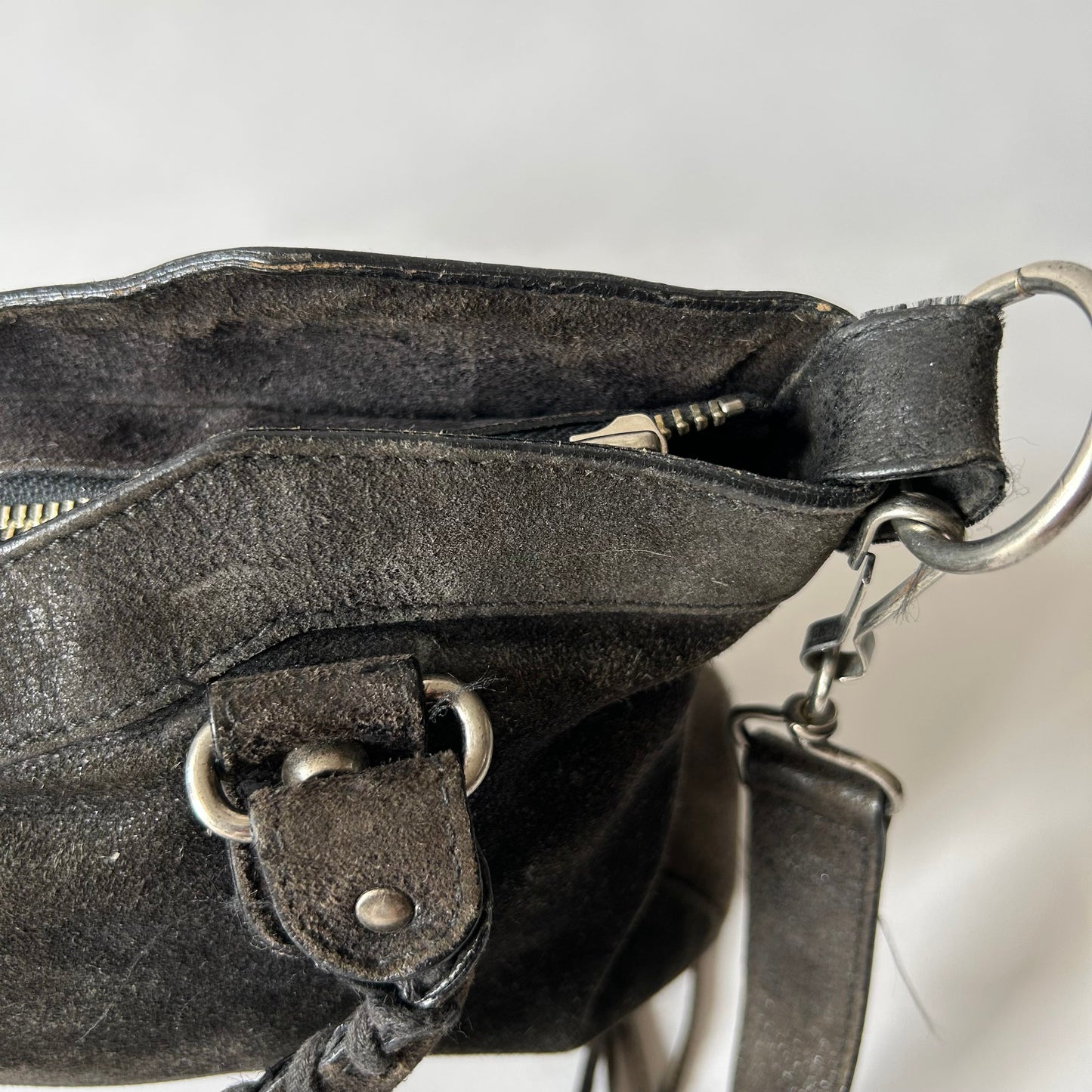 BALENCIAGA BLACK SUEDE MINI MOTO CITY BAG - FIRST EDITION
