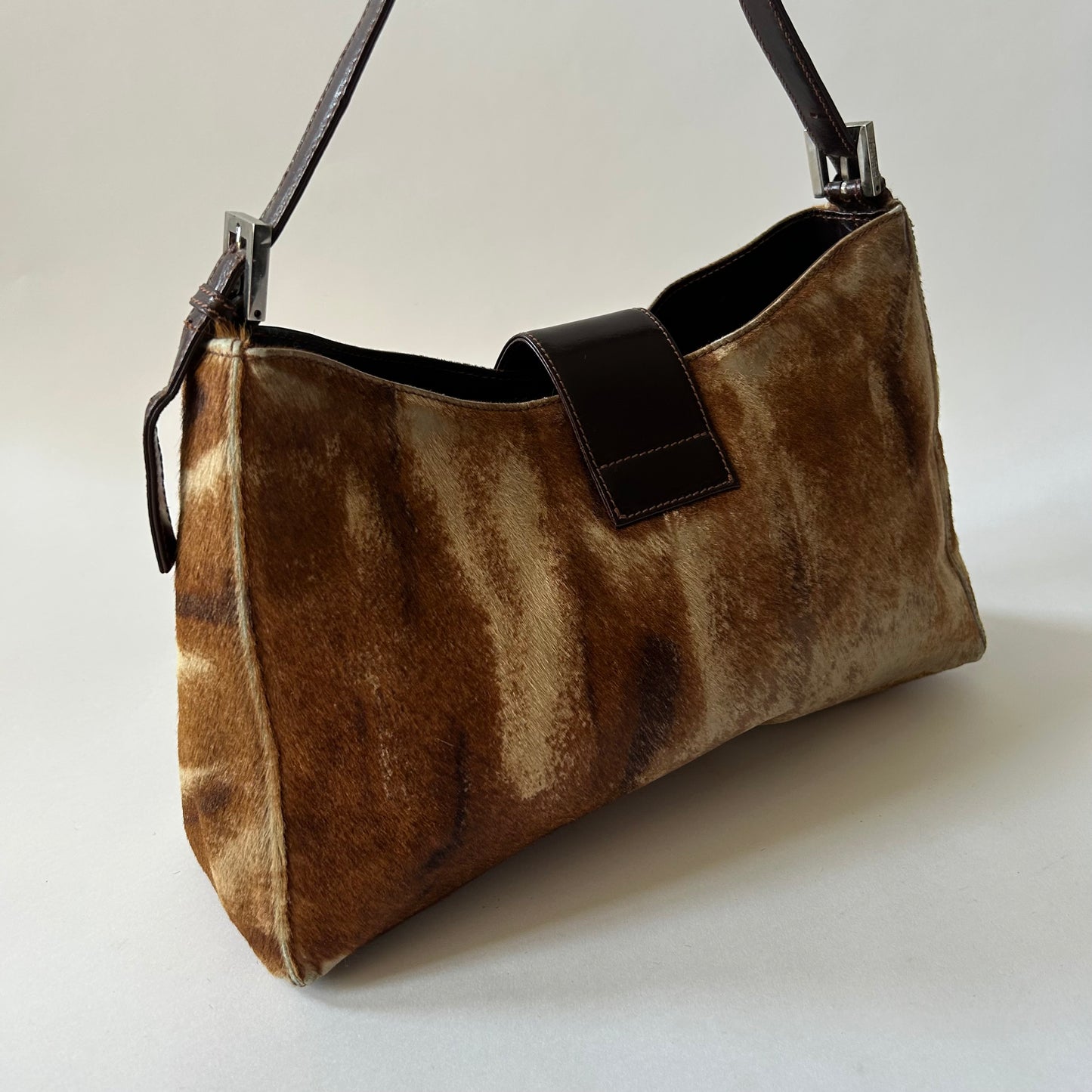 FENDI PONY HAIR BAGUETTE FLAP BAG