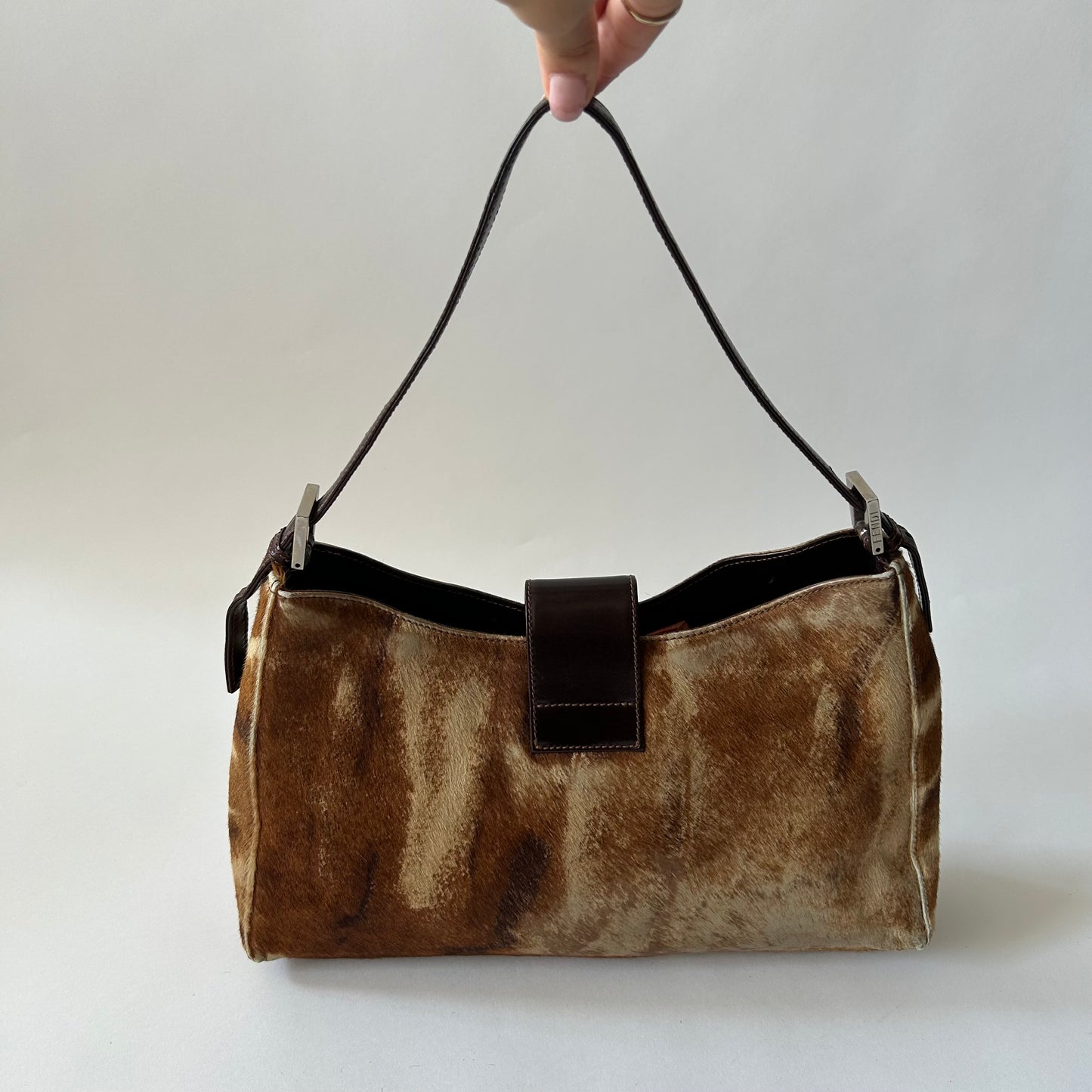 FENDI PONY HAIR BAGUETTE FLAP BAG