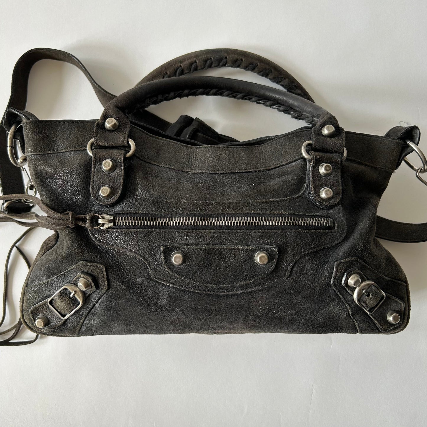BALENCIAGA BLACK SUEDE MINI MOTO CITY BAG - FIRST EDITION