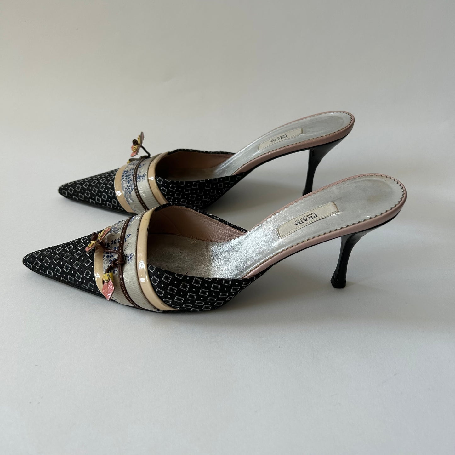 PRADA VINTAGE KIMONO EMBELLISHED MULES