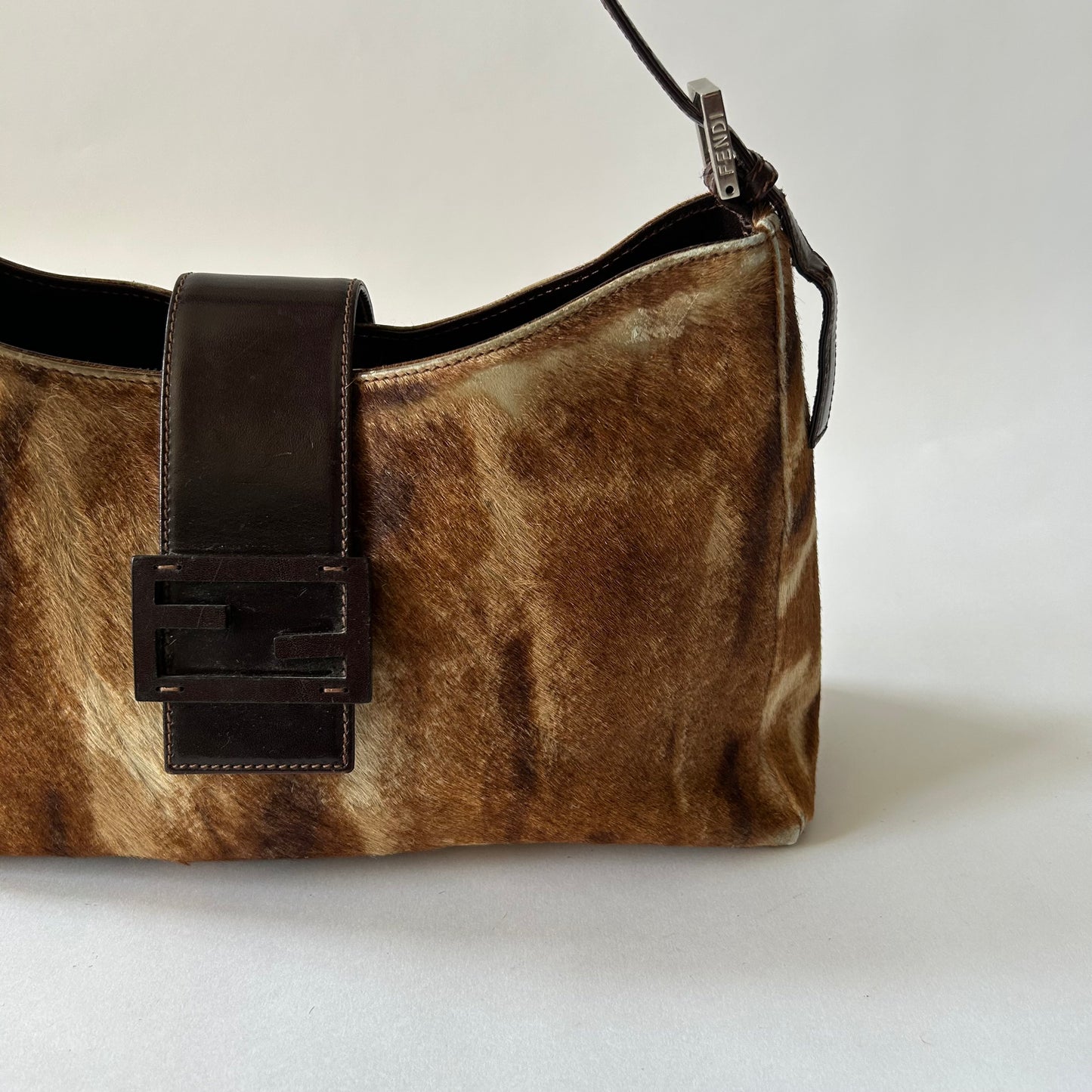 FENDI PONY HAIR BAGUETTE FLAP BAG