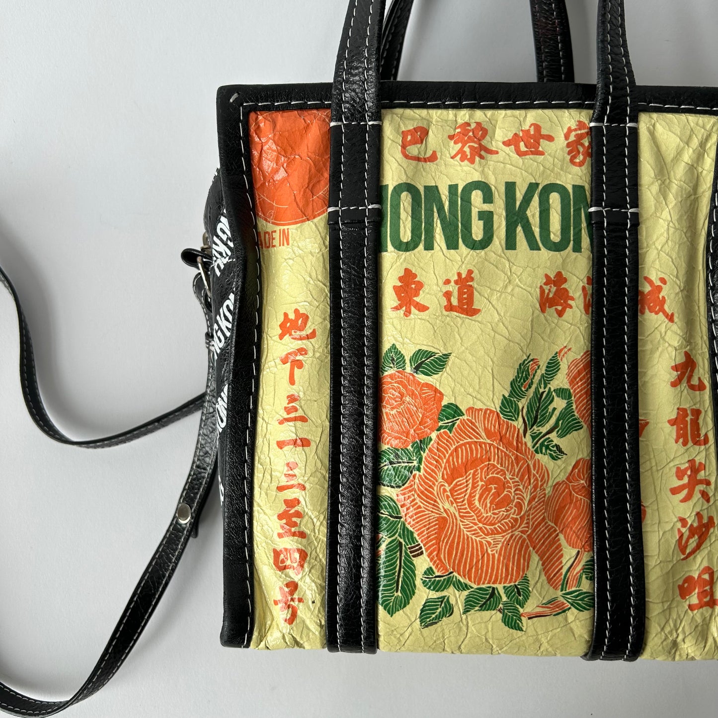 BALENCIAGA HONG KONG BAZAR LEATHER SHOPPER TOTE XS