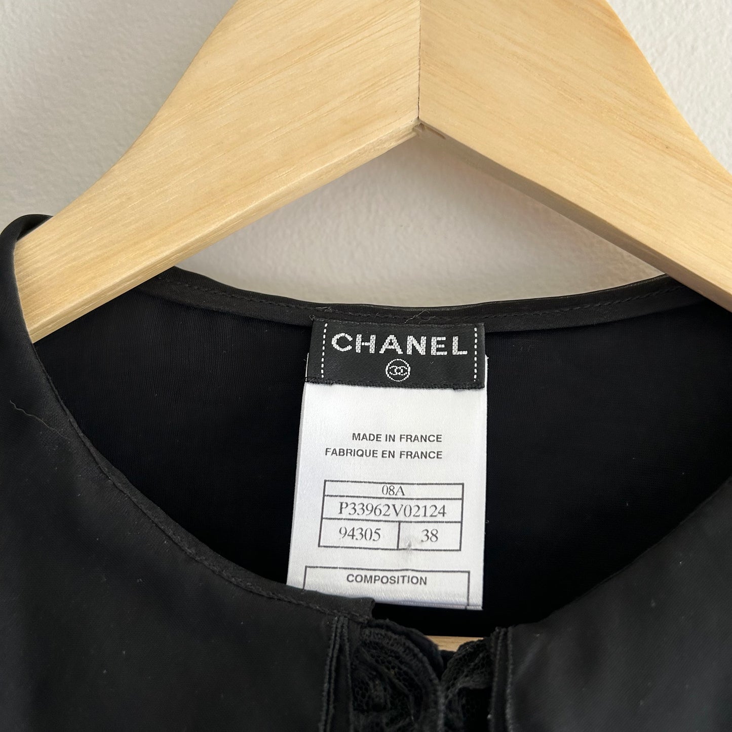 CHANEL BLACK SILK RUFFLE BLOUSE