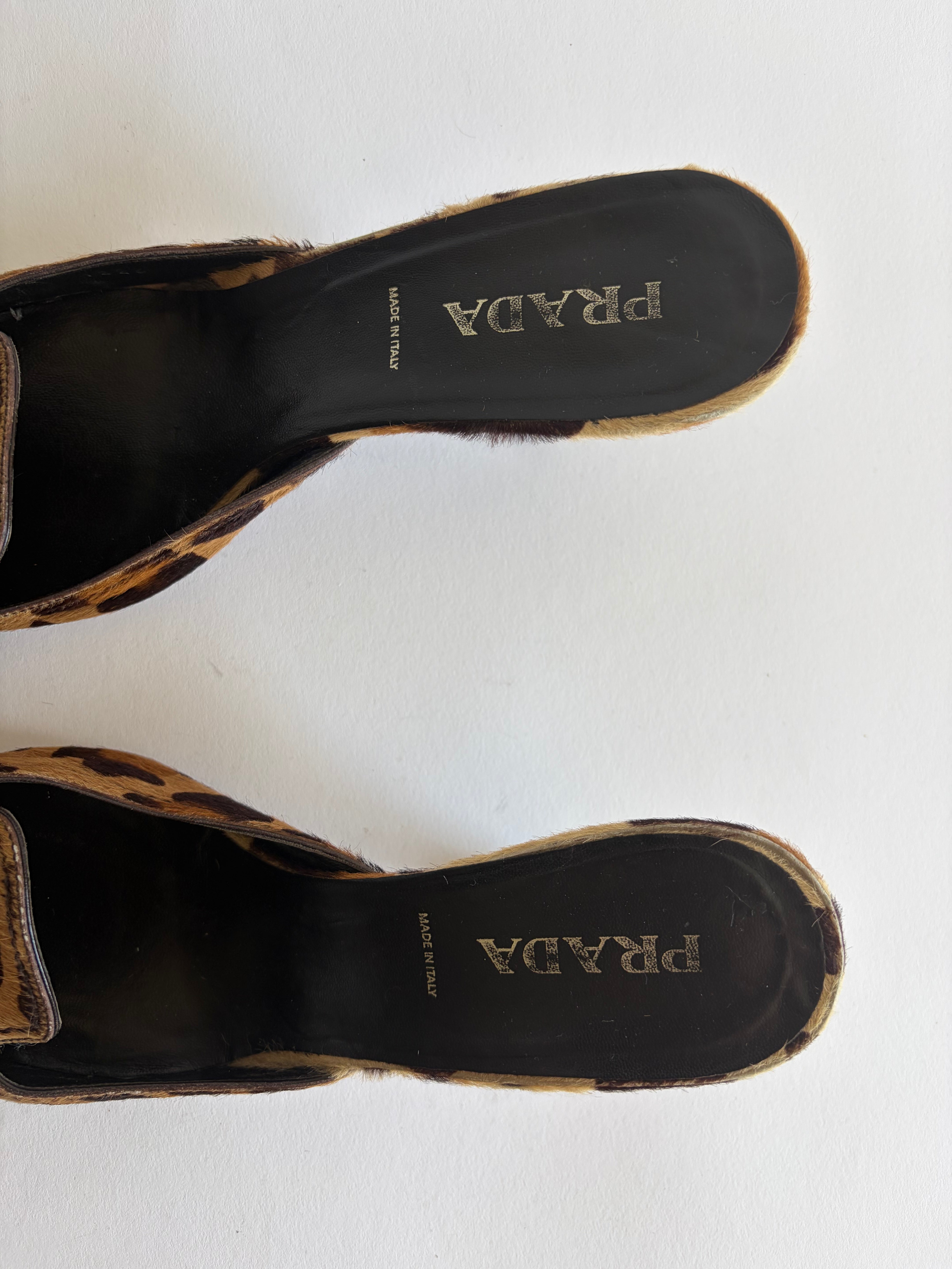 VINTAGE PRADA LEOPARD CALF HAIR POINTED TOE MULES – LE PRELOV