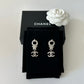 CHANEL STRASS CRYSTAL CC STAR DROP EARRINGS SILVER