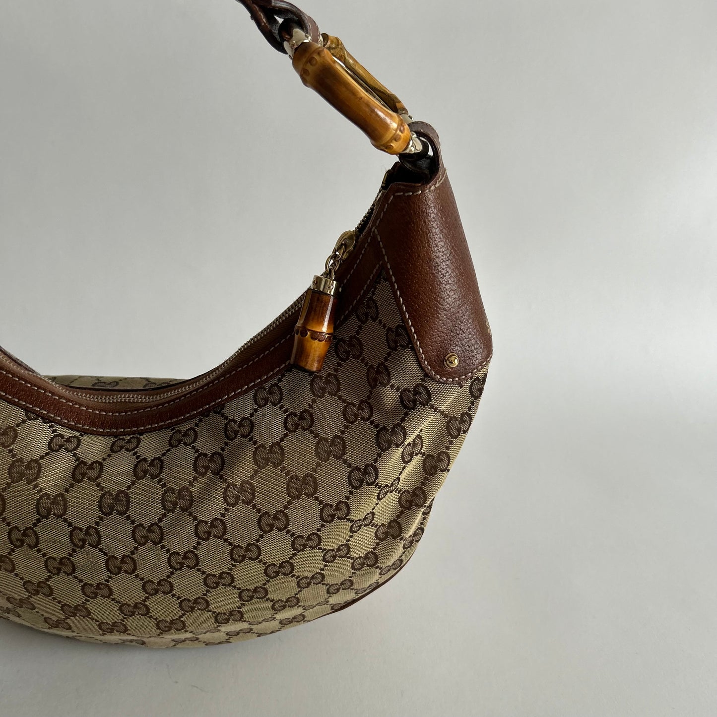 GG CANVAS HOBO BAMBOO BAG