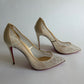 CHRISTIAN LOUBOUTIN OFF WHITE SATIN AND LACE FOLLIES PUMPS