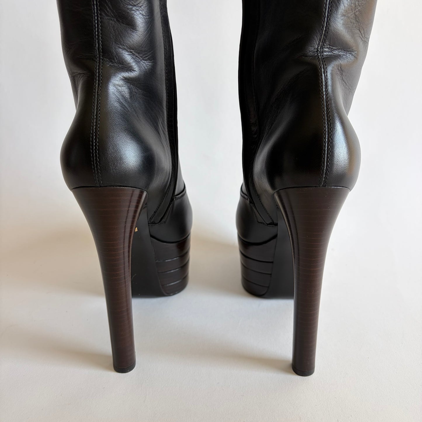 GUCCI ANGEL PLATFORM LEATHER KNEE HIGH BOOTS NEW