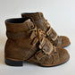 VINTAGE CHANEL SUEDE BROWN COMBAT BOOTS