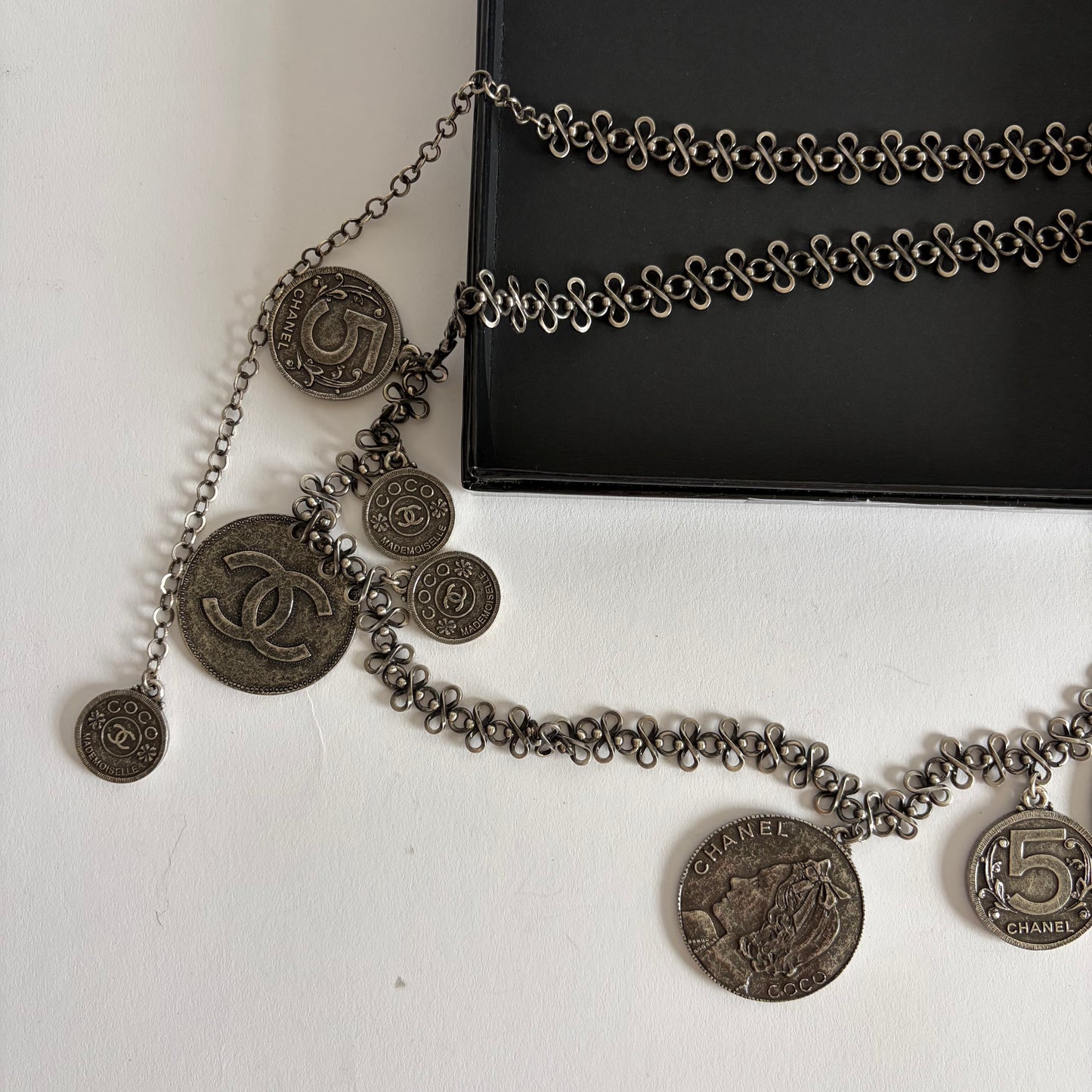 CHANEL 2003 ARCHIVE SILVER COINS NECKLACE BELT