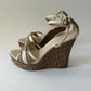 DIOR DIORISSIMO BEIGE WEDGE SANDALS