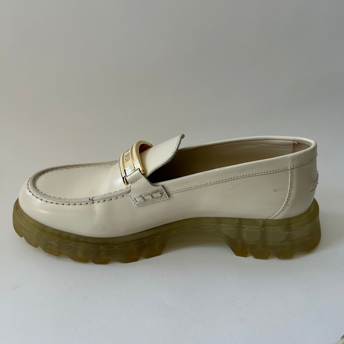 CHRISTIAN DIOR WHITE LEATHER LOAFERS