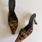 VINTAGE PRADA LEOPARD CALF HAIR POINTED TOE MULES