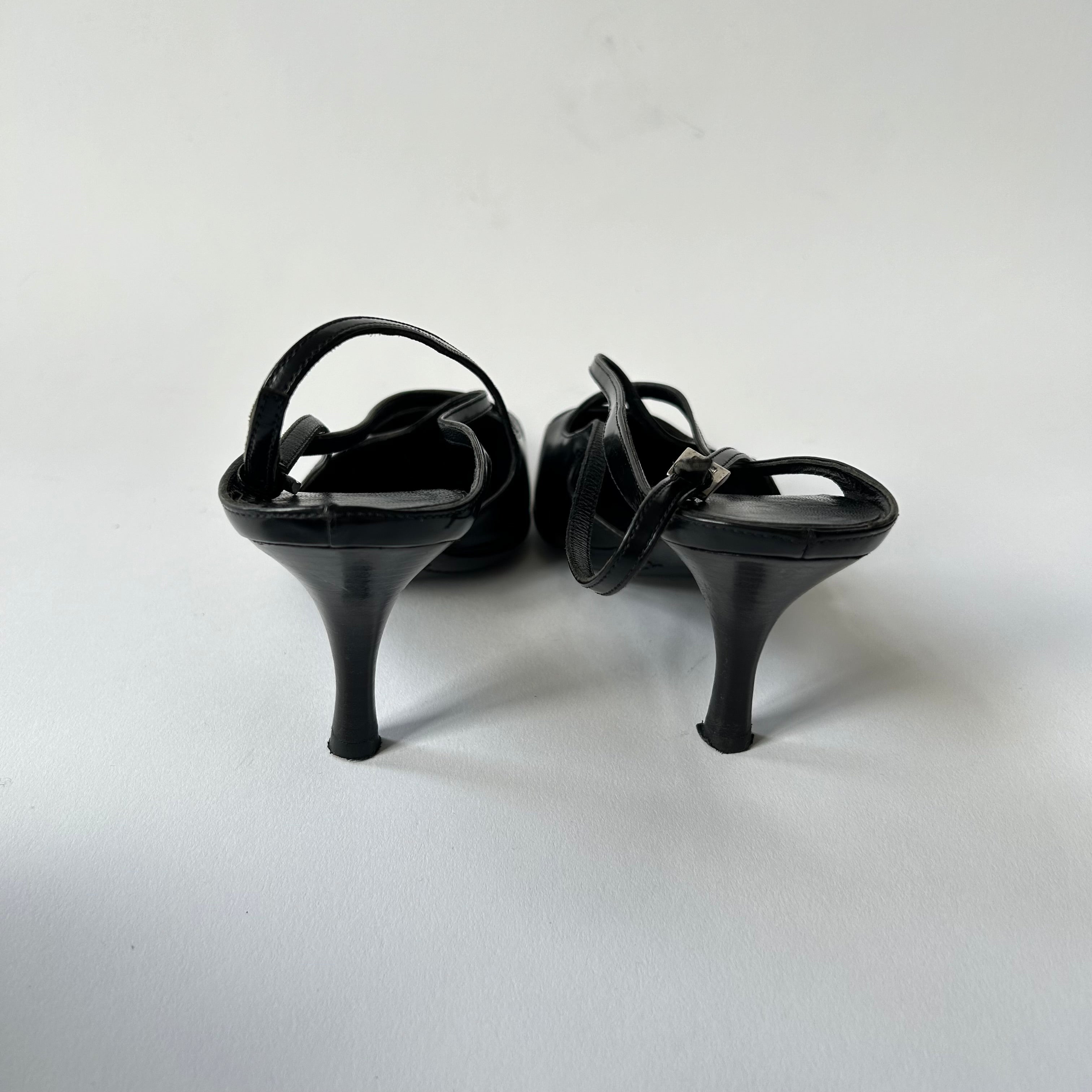 Brand deals New Never Worn Vintage Prada Black Satin Heels size 7.5