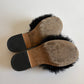 CHANEL SHEARLING FUR SANDALS CC LOGO