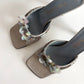 PRADA SATIN SQUARE TOE SEQUIN KITTEN HEELS