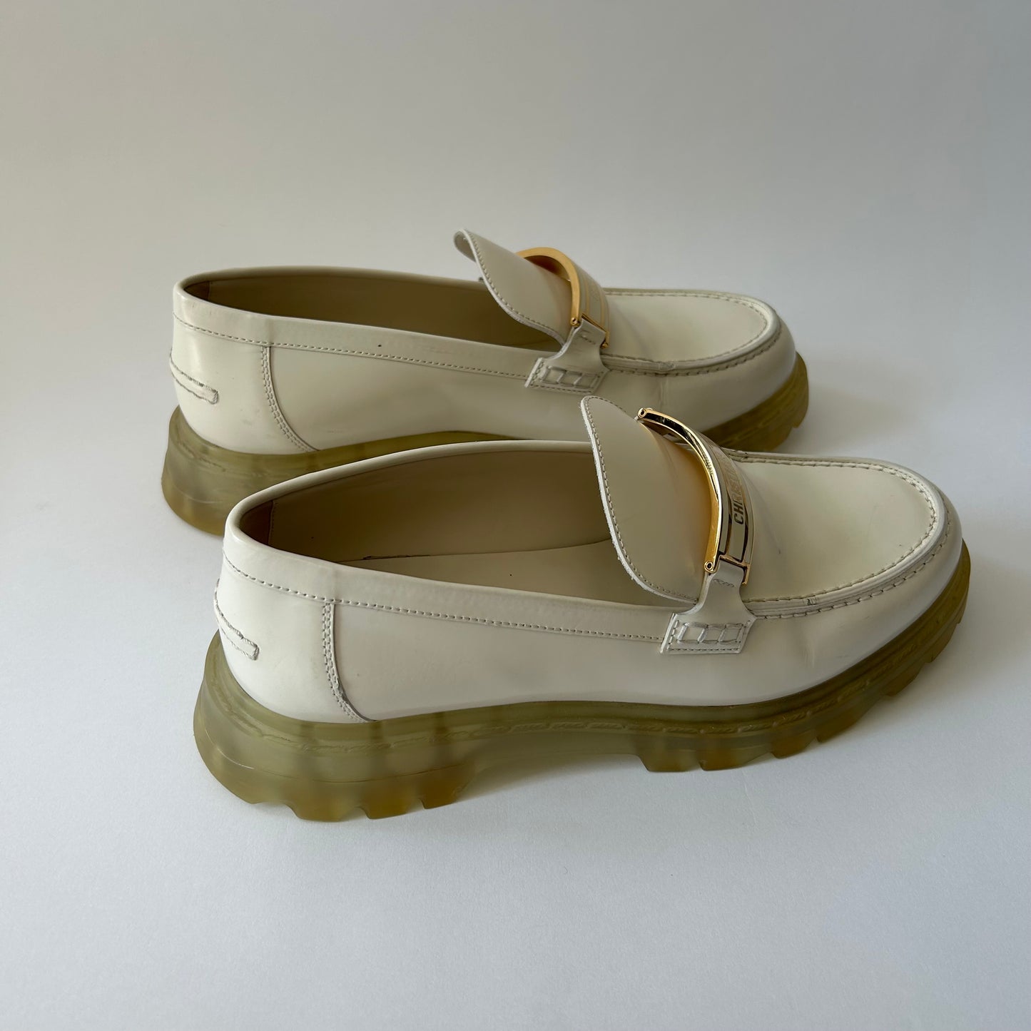 CHRISTIAN DIOR WHITE LEATHER LOAFERS
