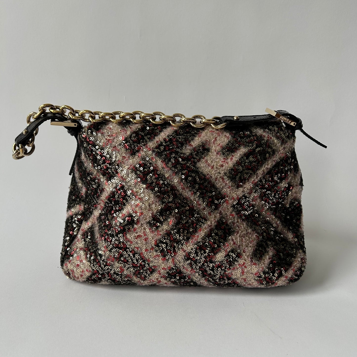 FENDI MAMA FOREVER BAG SEQUINED ZUCCA WOOL BLACK PINK